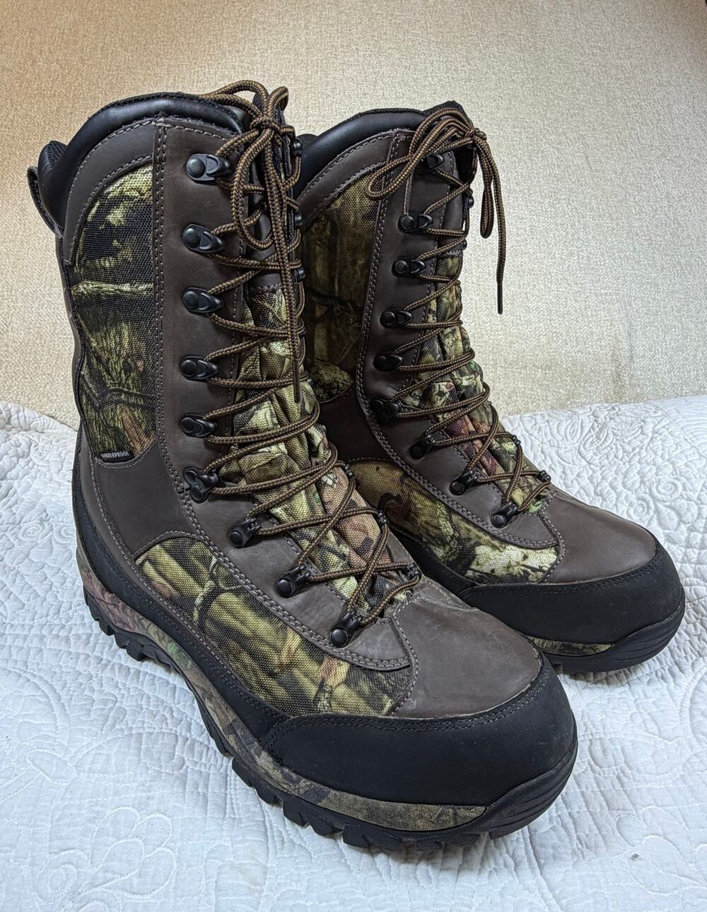 Guide Gear Men's 11 Brown Camo Insulated Waterproof Lace Up Hunting Boots Winter